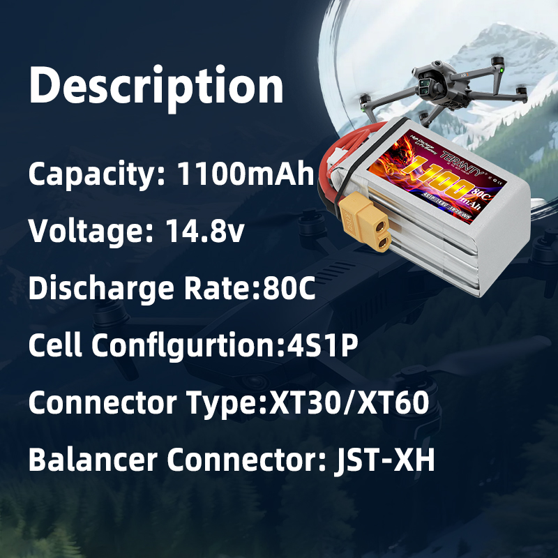 TERANTY 4S 1100mAh 80C/160C Li - огляд і ціна Drone Battery 4S
