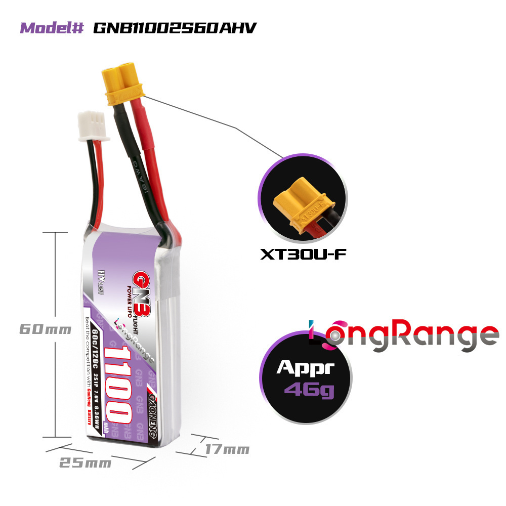GNB 1100mAh 2S 3S 4S 6S 60C/12 - огляд і ціна Drone Battery 4S
