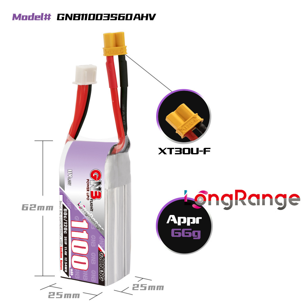 GNB 1100mAh 2S 3S 4S 6S 60C/12 - огляд і ціна Drone Battery 4S