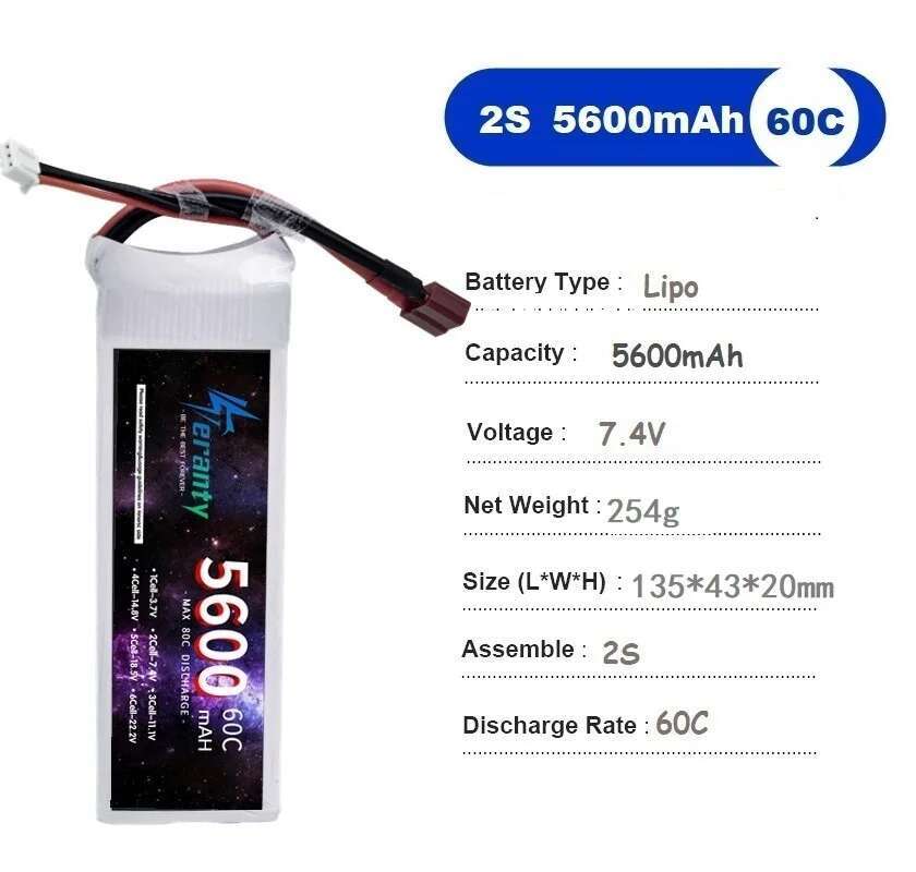 TERANTY 5600MAH 60C 2S 3S 4S 6 - огляд і ціна Drone Battery 4S