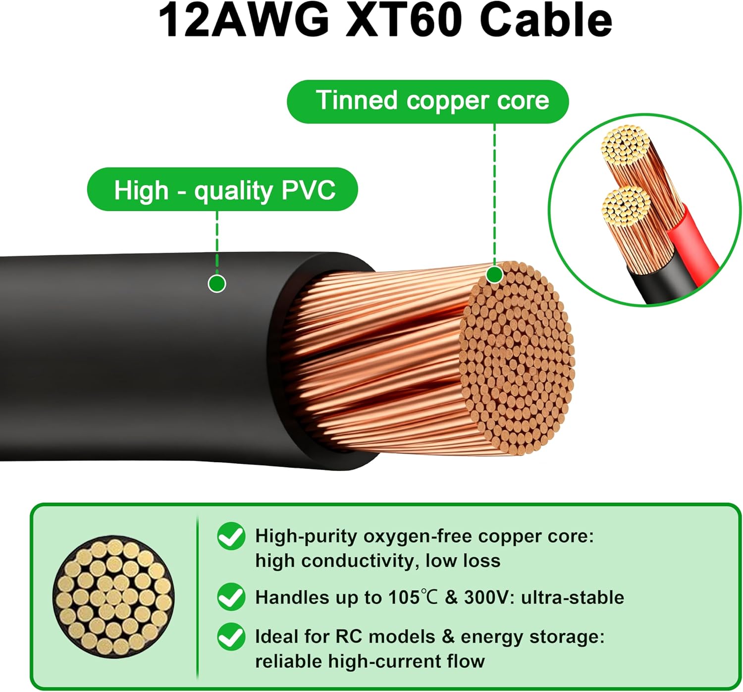 JMUYTOP 3FT 12AWG XT60 Panel M - огляд і ціна Drone Battery Connector